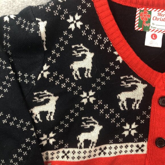 Ugly Christmas Sweater Cardigan snowflakes L - Picture 2 of 8